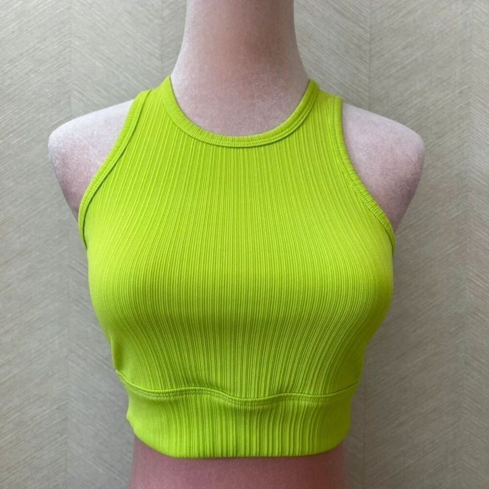 NWT Helmut Lang Crewneck Cropped Ribbed Knit Iguana Tank Top Womens Size 2XS